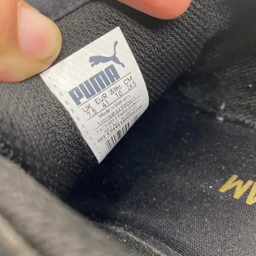 Puma Vikky Platform Sneakers Black Suede Shoes Womens Size 10